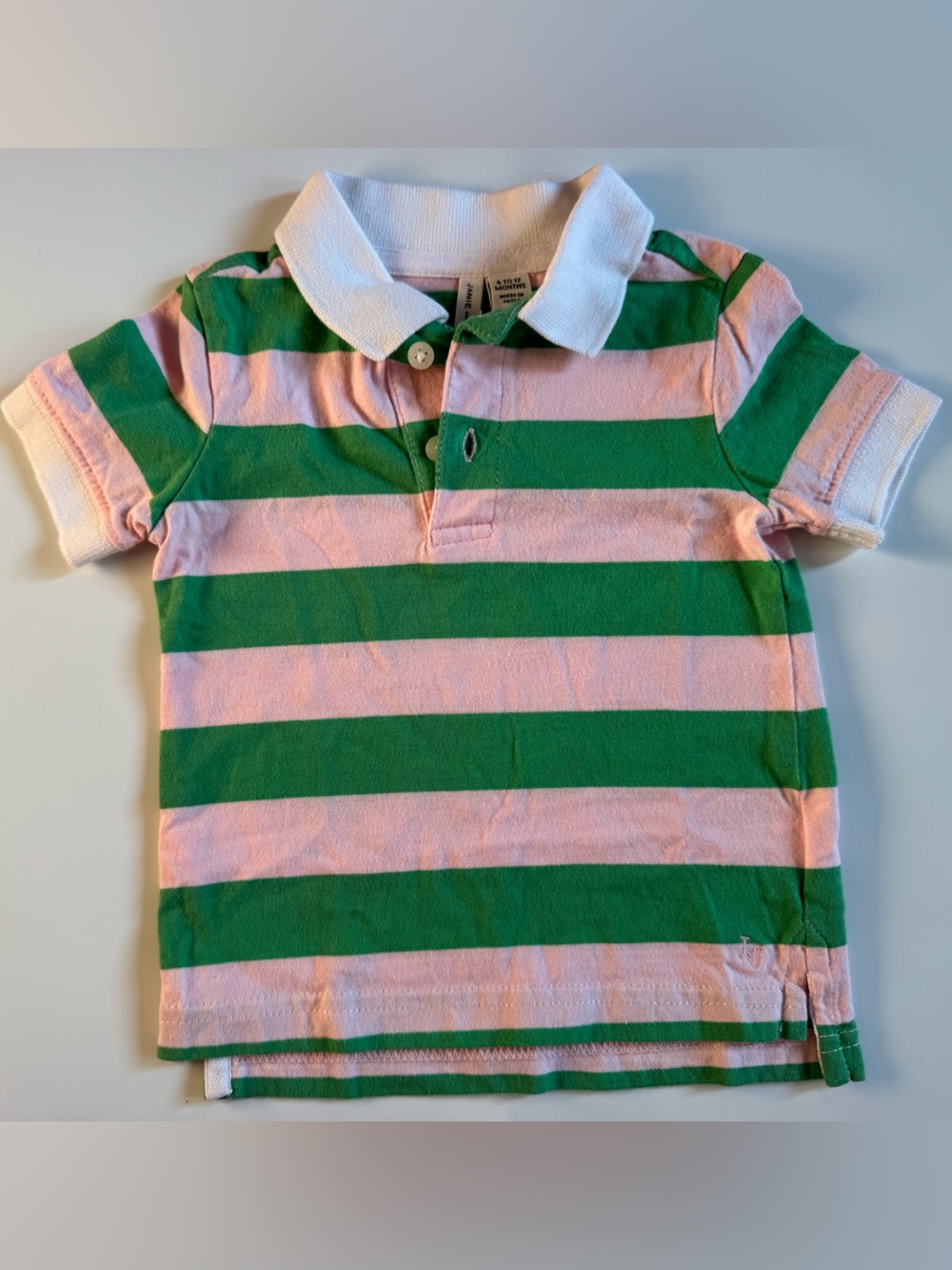 Janie and Jack Green and Pink Striped Polo